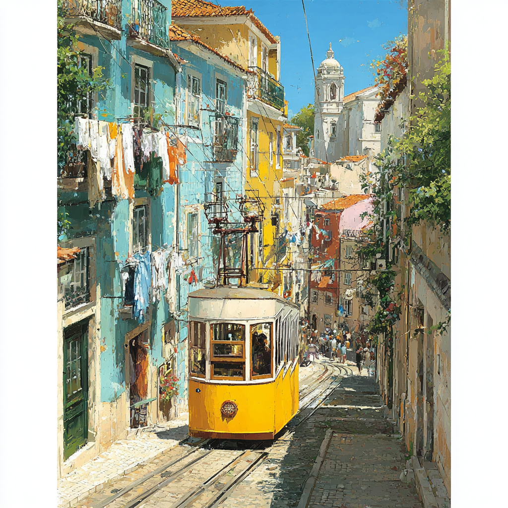 Lisbon Tram 28 Hillside Route Portugal Numbered painting kits