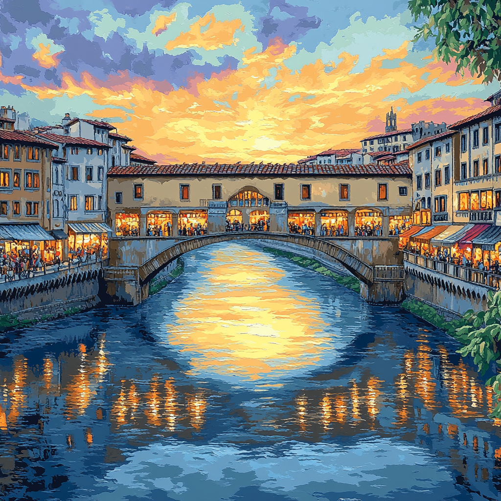 Ponte Vecchio Reflection Florence Italy DIY paint by numbers