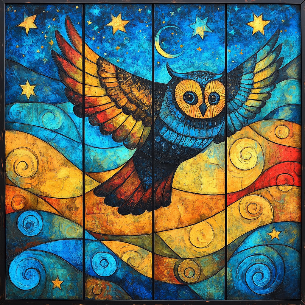 Norval Morrisseau Inspired Owl Of The Sacred Night paint by number