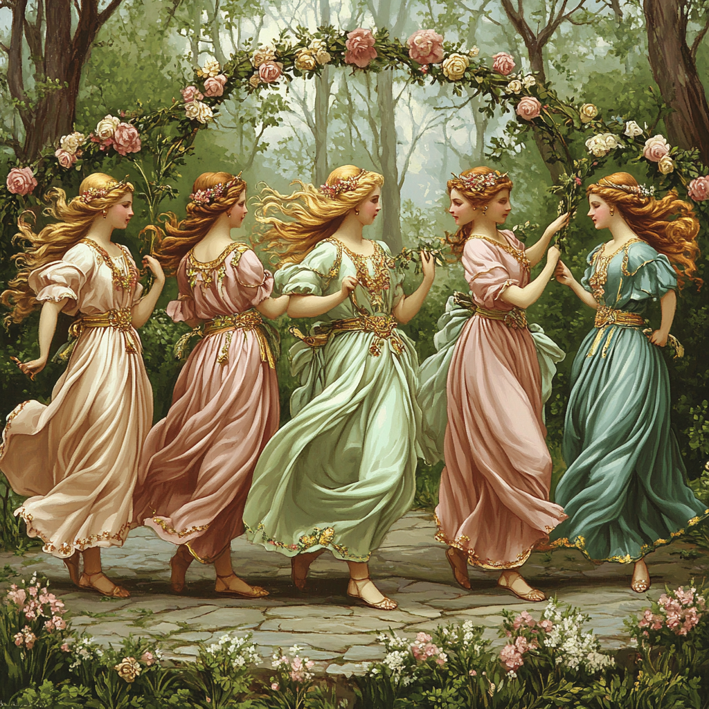 Botticelli Inspired Mythic Spring Garden Number painting