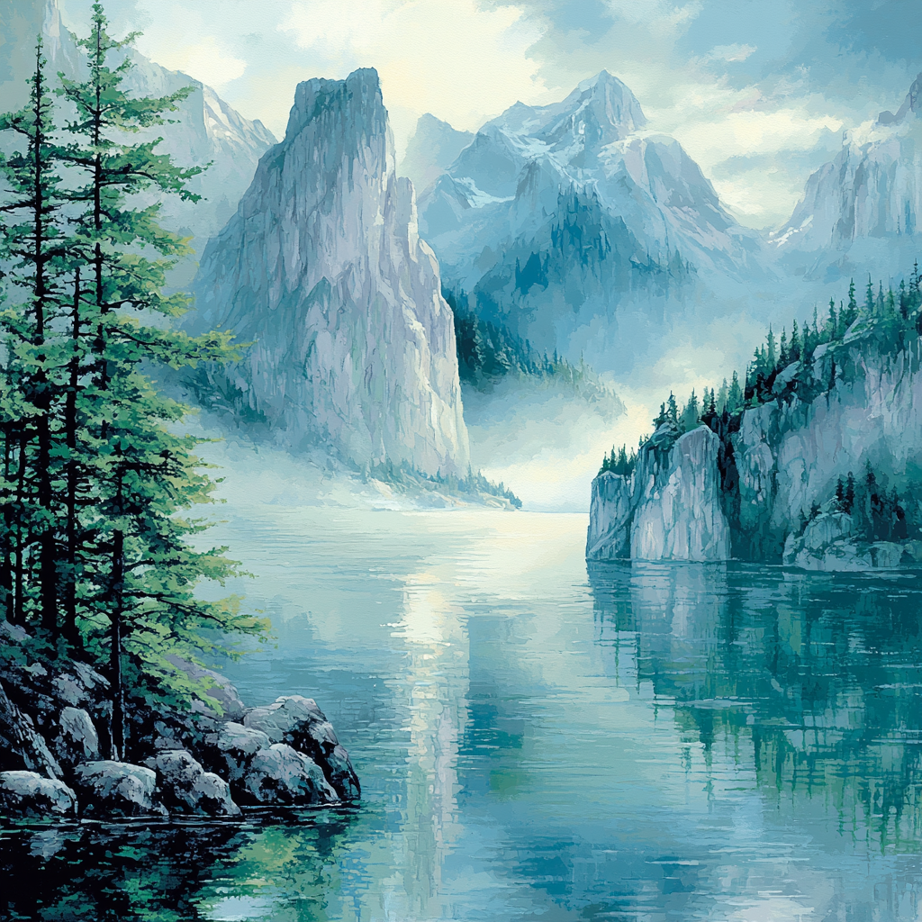 Lawren Harris Inspired Tranquil Misty Fjord Numbered painting kits