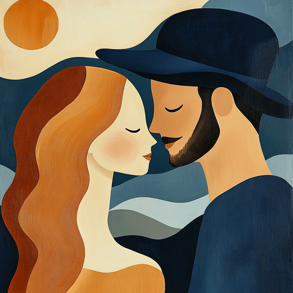 Amedeo Modigliani Inspired Evening Couple Number painting