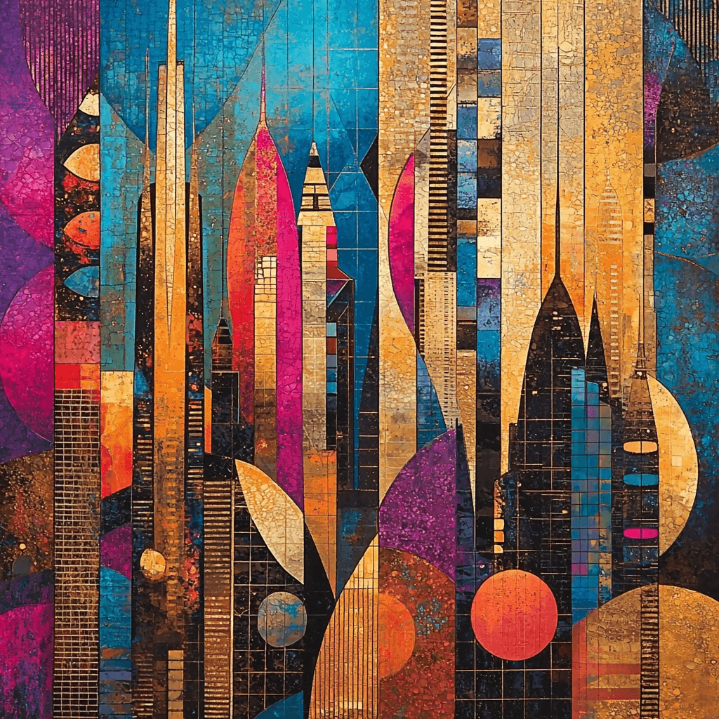 Futuristic Mid-century Style Inspired Retro-Futuristic Skyline Paint By Numbers