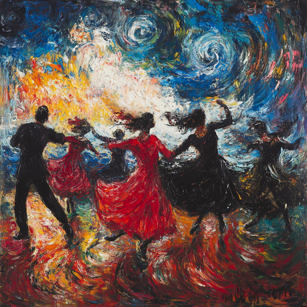 Edvard Munch Inspired Emotional Dance paint by color