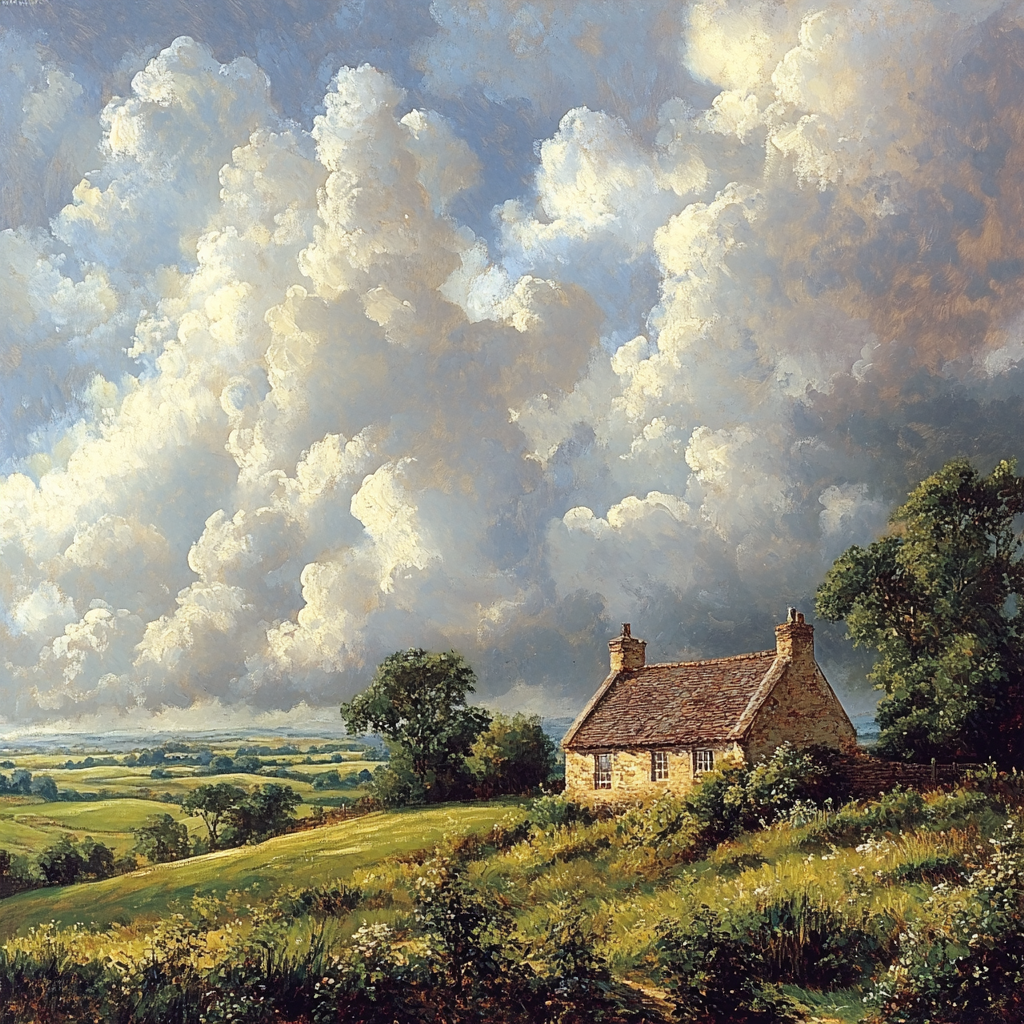 John Constable Inspired Countryside Cottage Landscape DIY paint by numbers