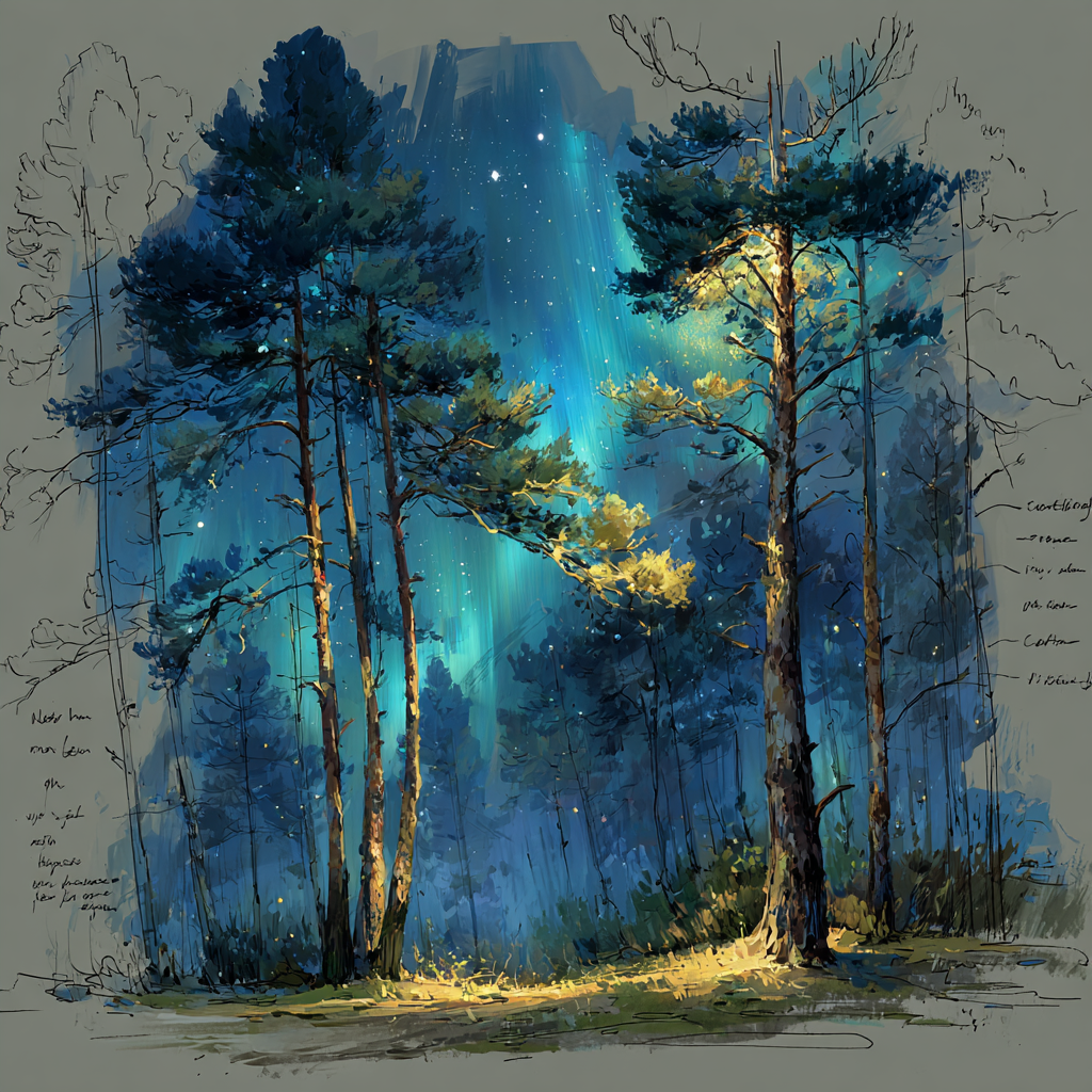 Leonardo Da Vinci Inspired Aurora Pines Numbered painting kits