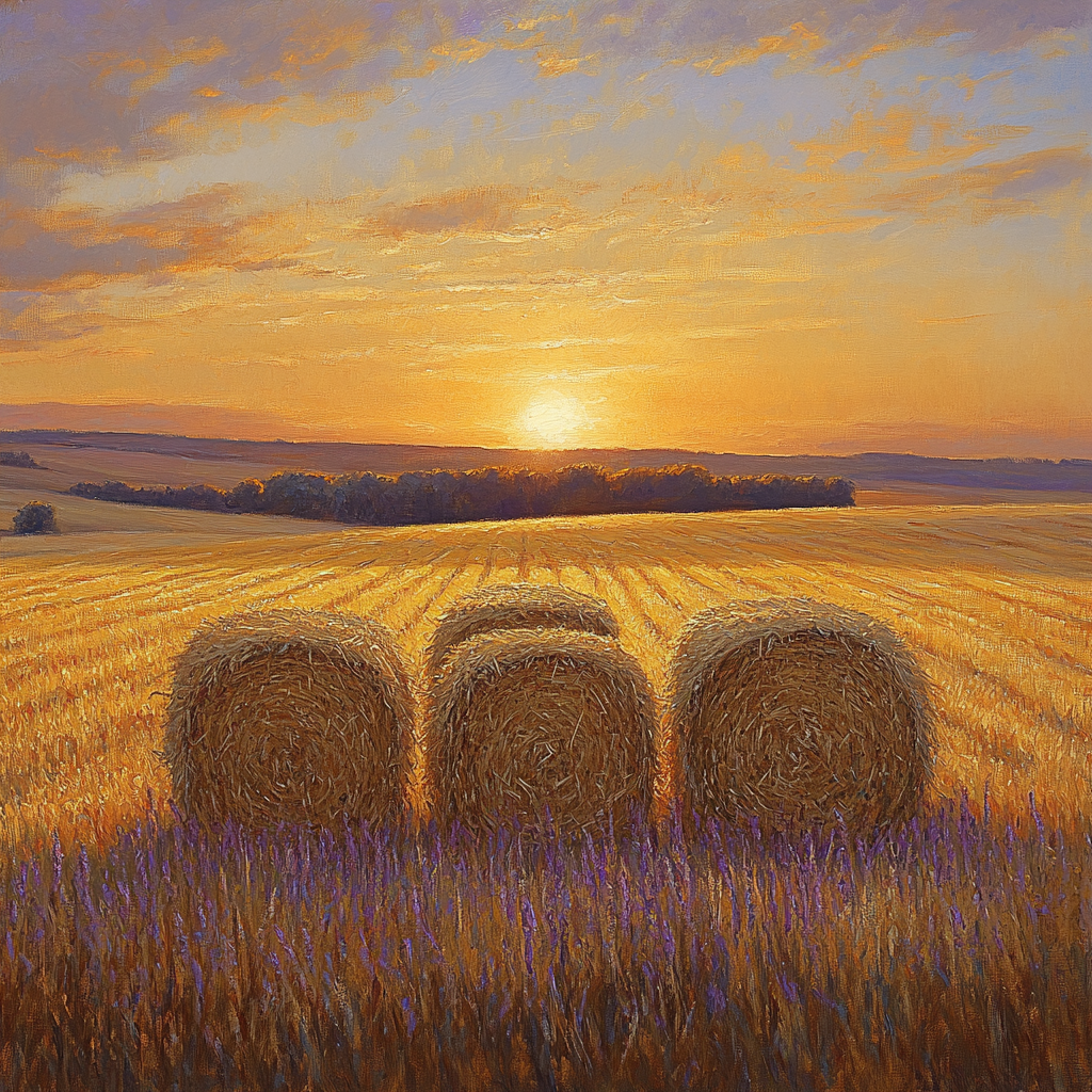 Claude Monet Inspired Haystacks Twilight Glow painting number kit