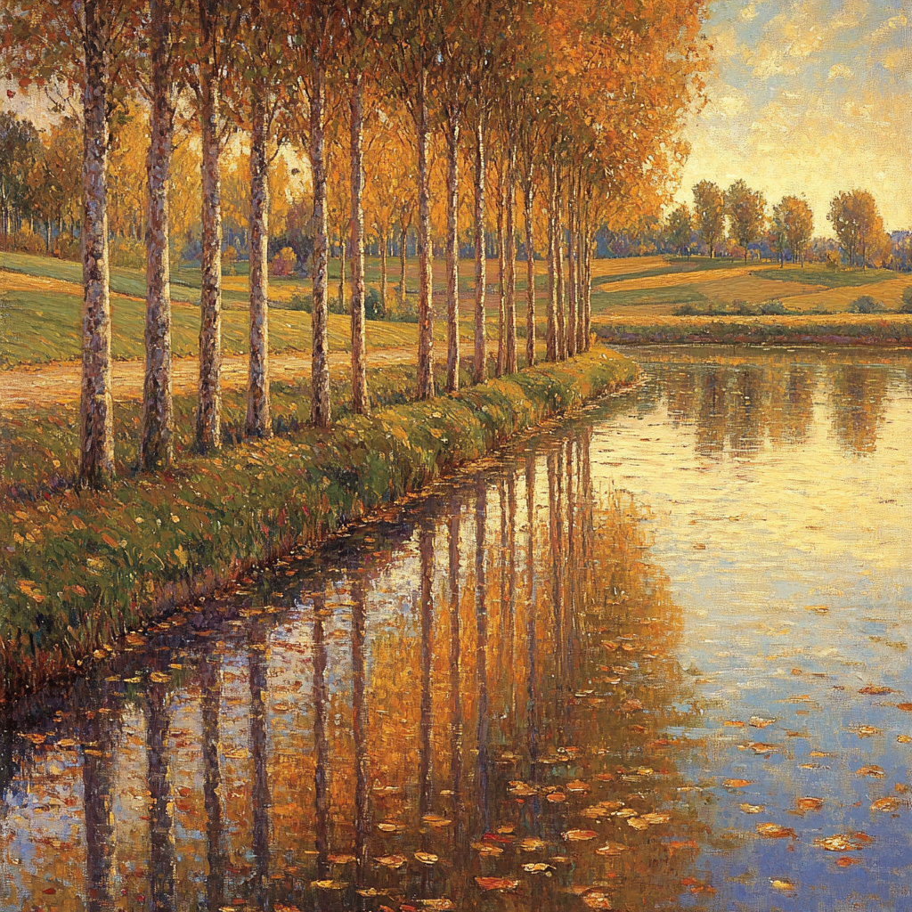 Claude Monet Inspired Seine Poplars Autumn Glow Painting by numbers kit