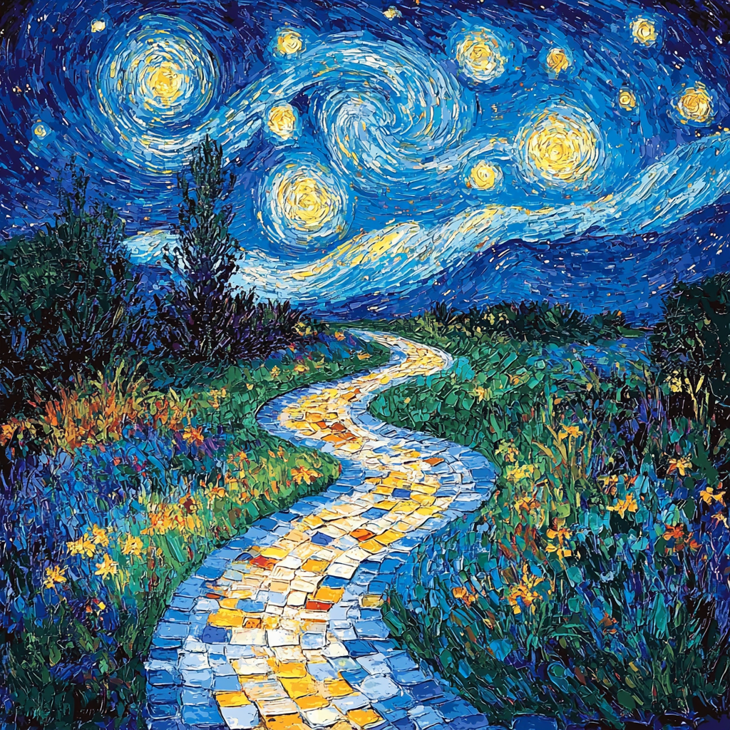 Vincent Van Gogh Inspired Starry Night Garden Path Paint By Numbers Art