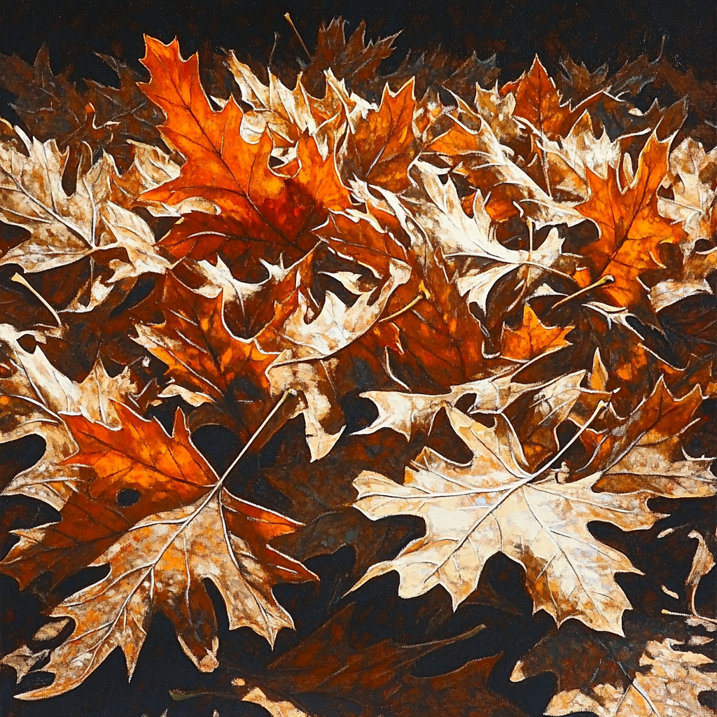 Caravaggio Inspired Autumn Leaf Pile Number painting