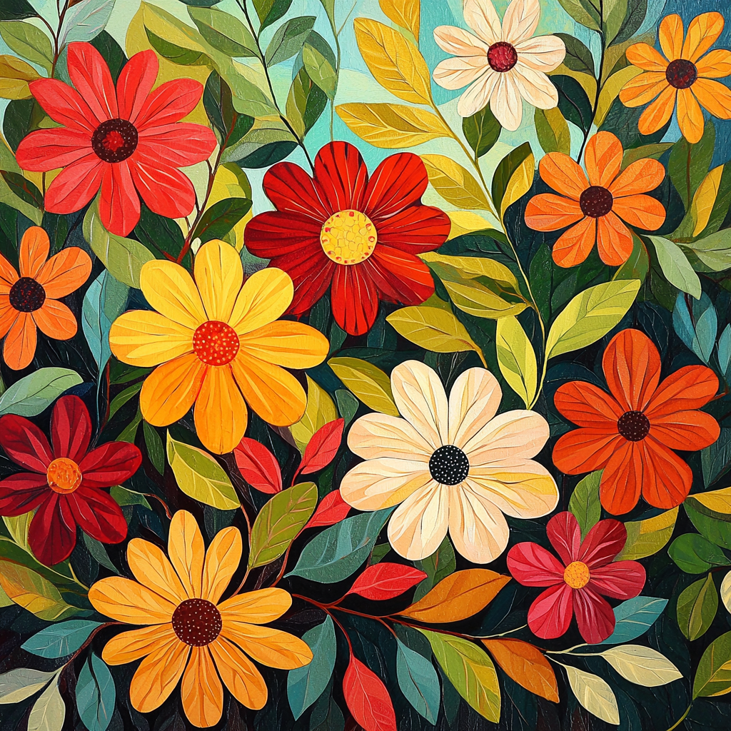 Frida Kahlo Inspired Symbolic Blooms Paint By Color