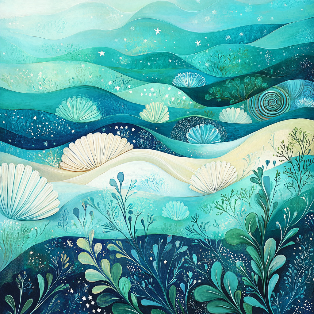 Alphonse Mucha Inspired Cosmic Tides paint by color