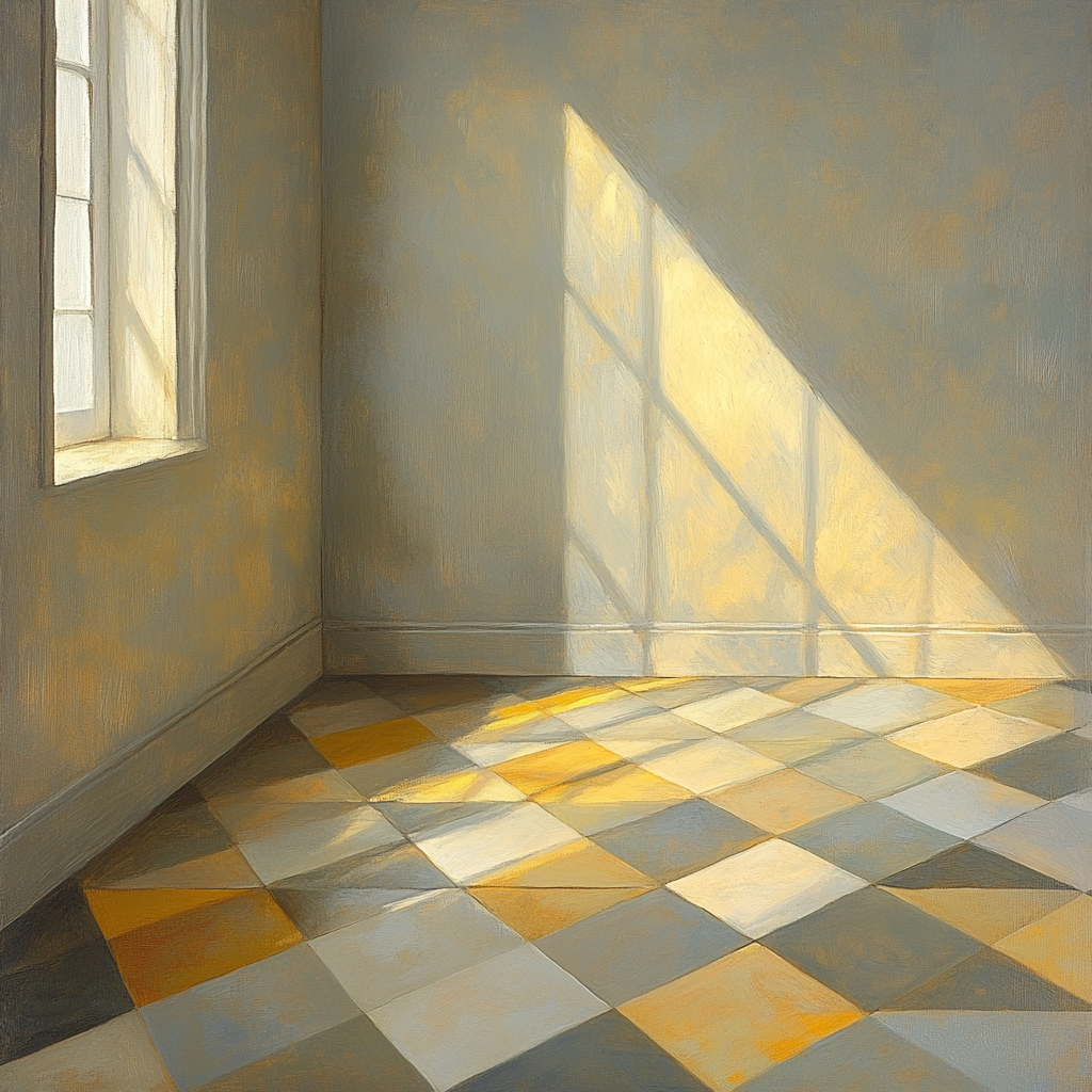 Johannes Vermeer Inspired Tiled Floor With Sunbeam Patterns Paint by numbers art