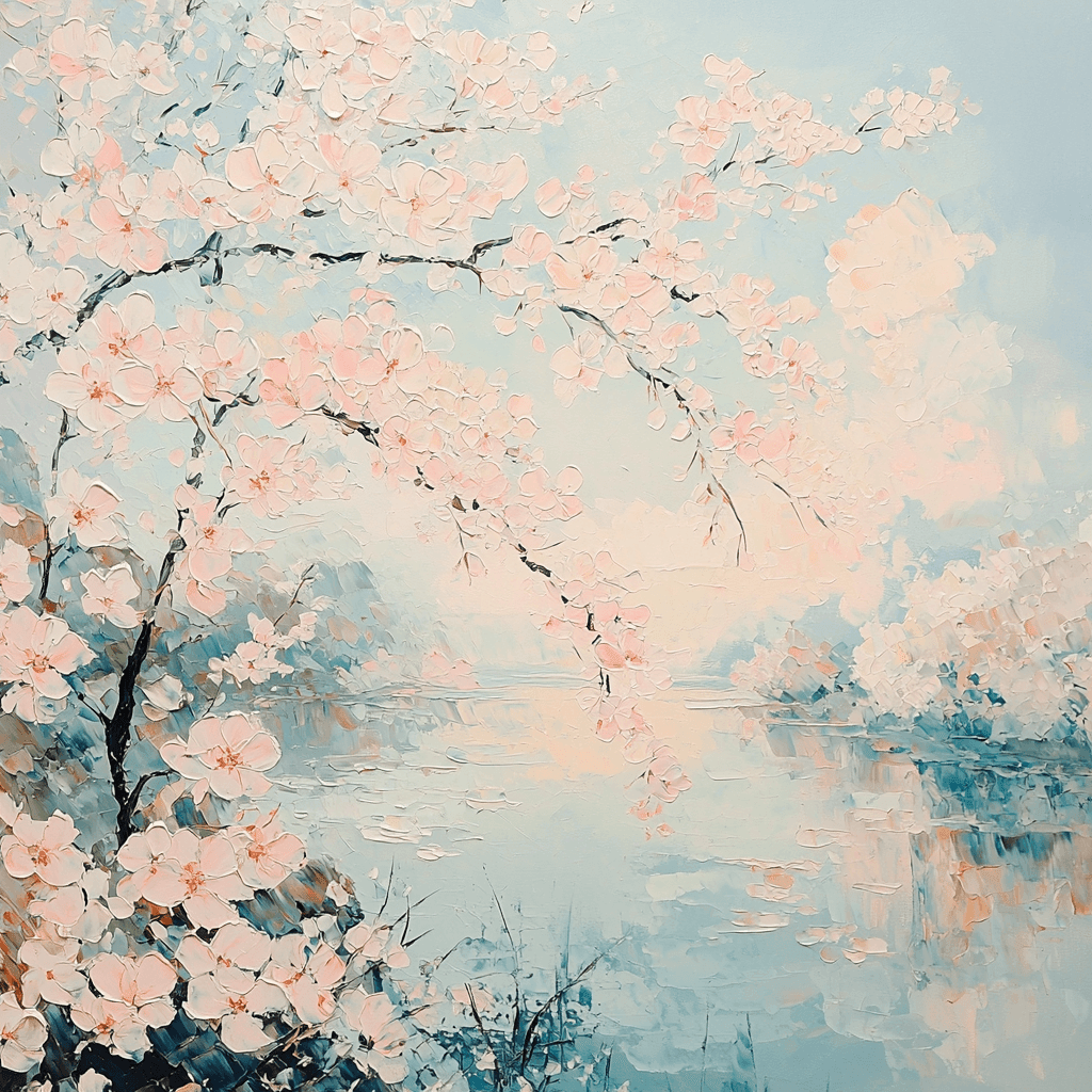 Claude Monet Inspired Monet's Cherry Blossom Breeze Paint By Numbers