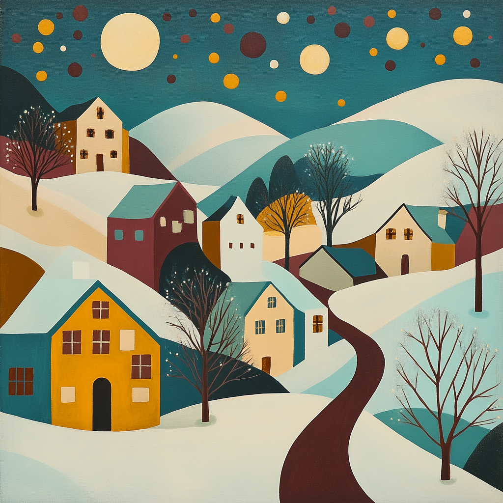 Klee Inspired Winter Village Painting by numbers kit
