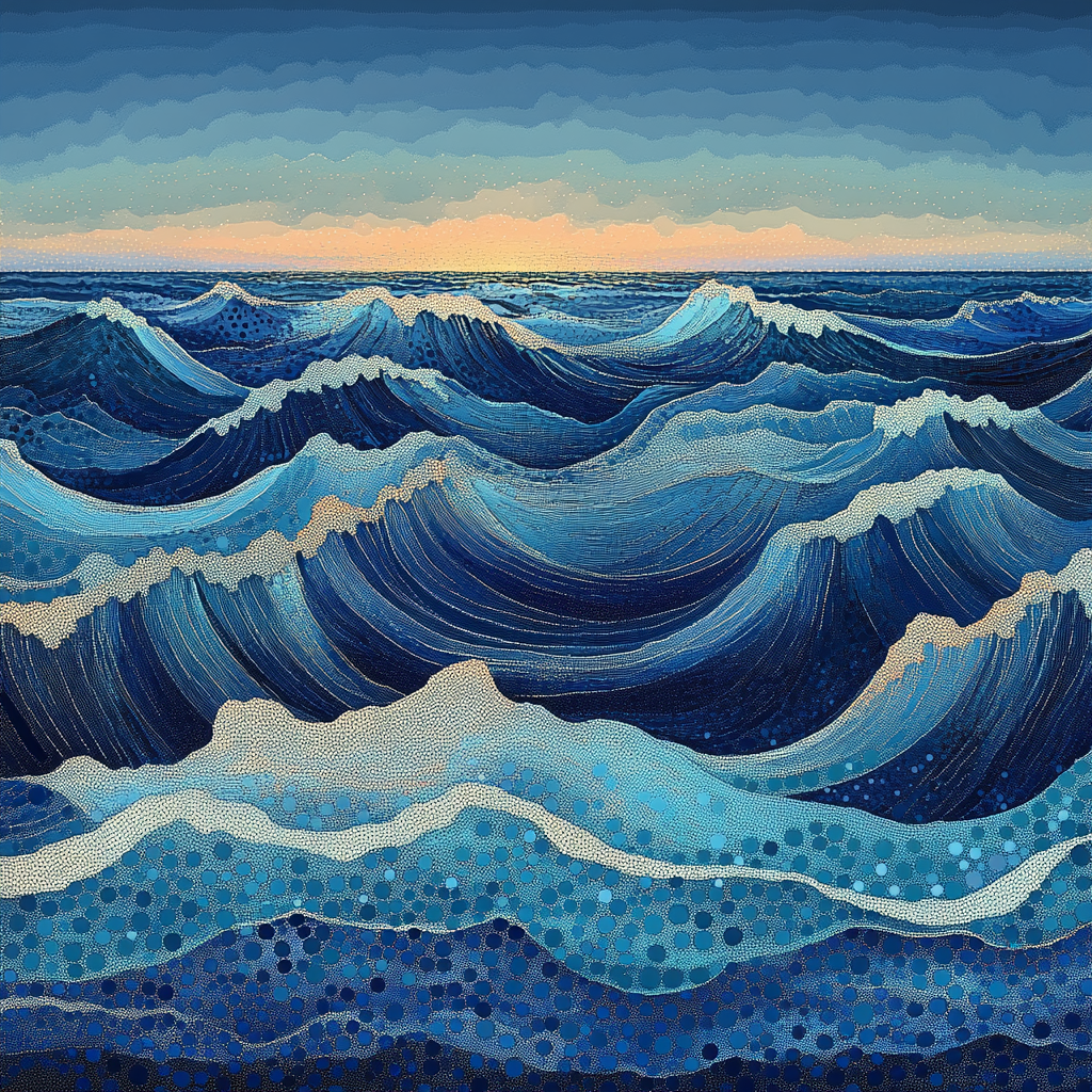 Georges Seurat Inspired Chromatic Tidal Waves DIY paint by numbers