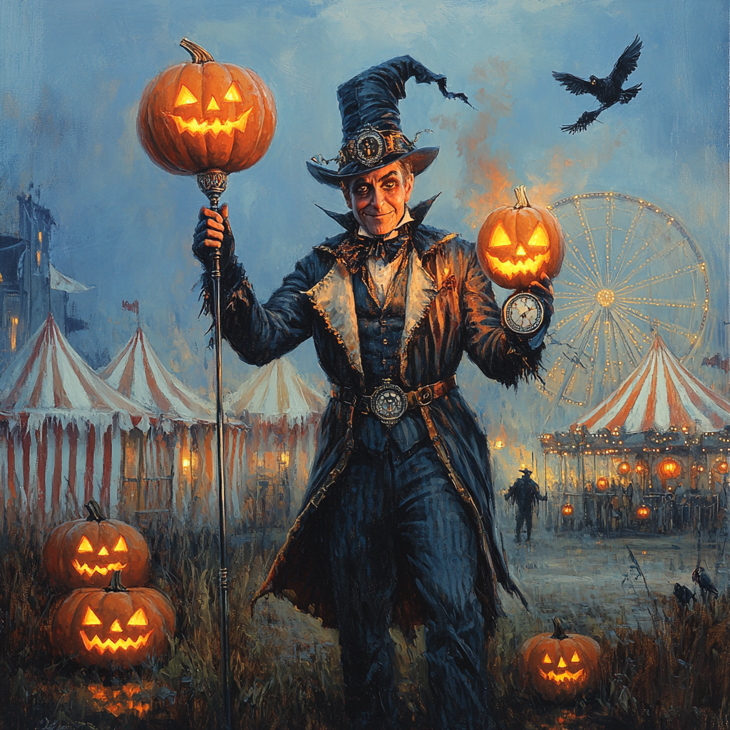 Spooky Midnight Carnival Ringmaster Number painting