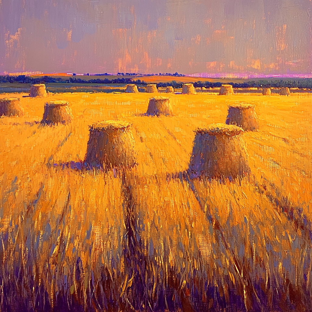 Claude Monet Inspired Haystacks In Golden Twilight painting number kit