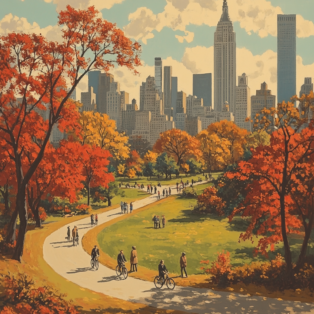 Autumn Leaves In Central Park New York City paint by color