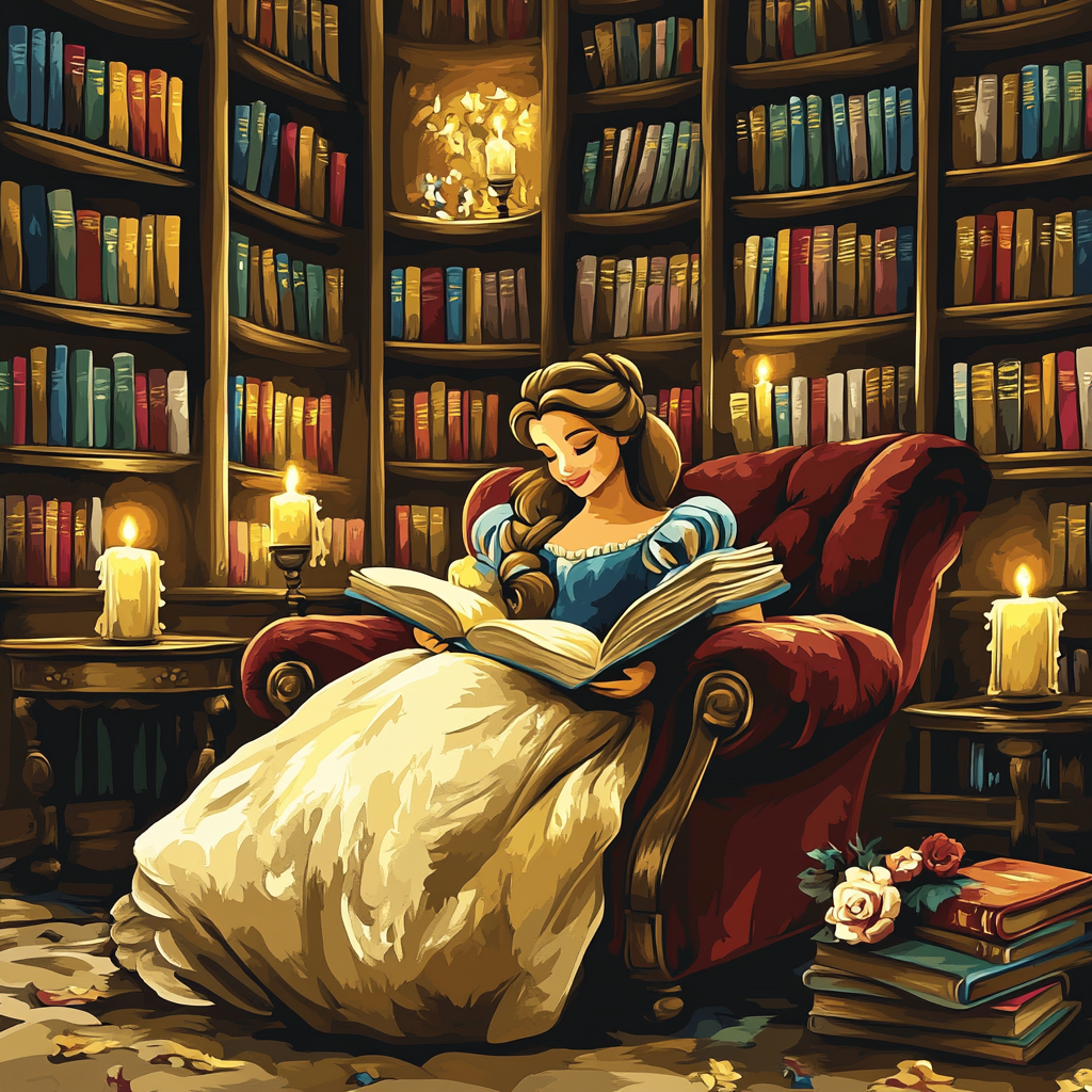 Belle’s Enchanted Library Paint by numbers art