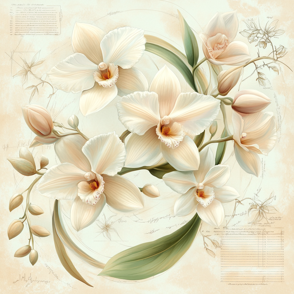 Leonardo Da Vinci Inspired Botanical Spiral Of Orchids Paint by numbers kits