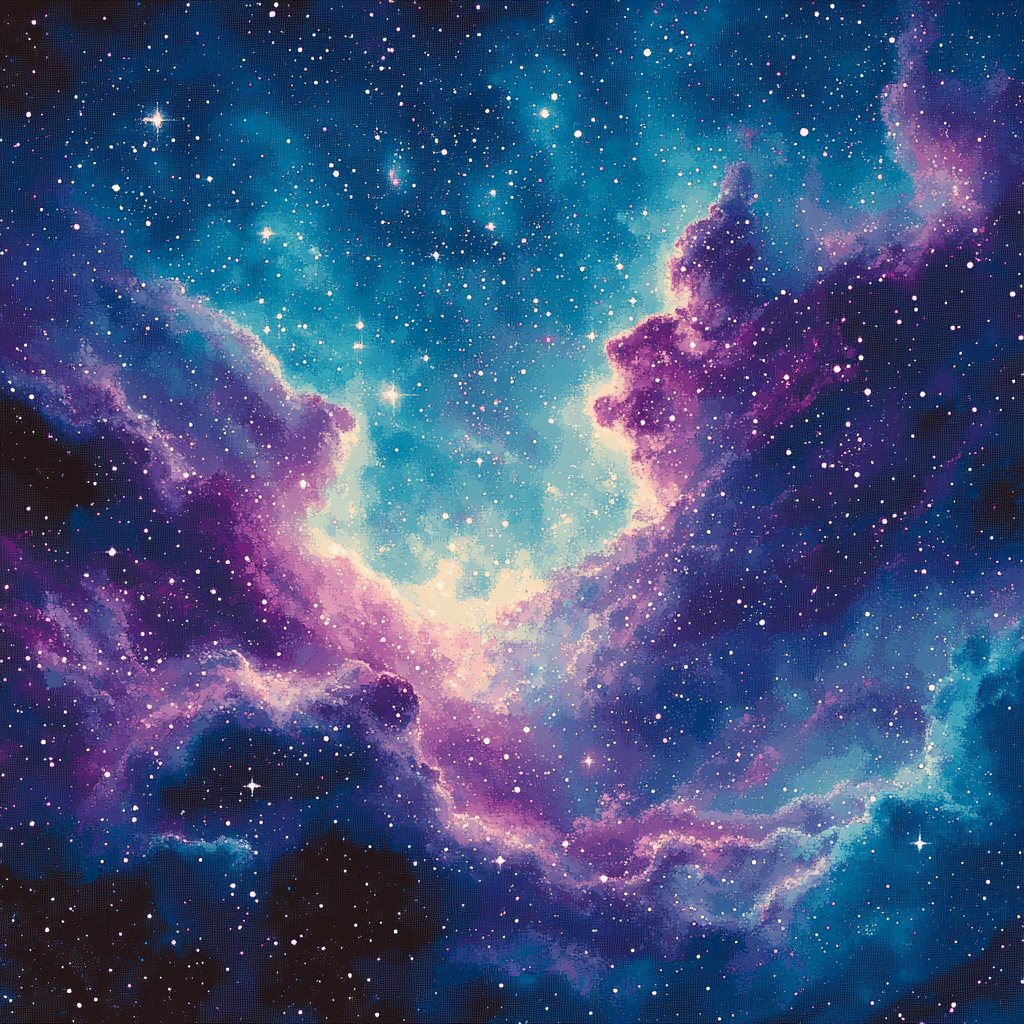 Georges Seurat Inspired Cosmic Nebula Number painting