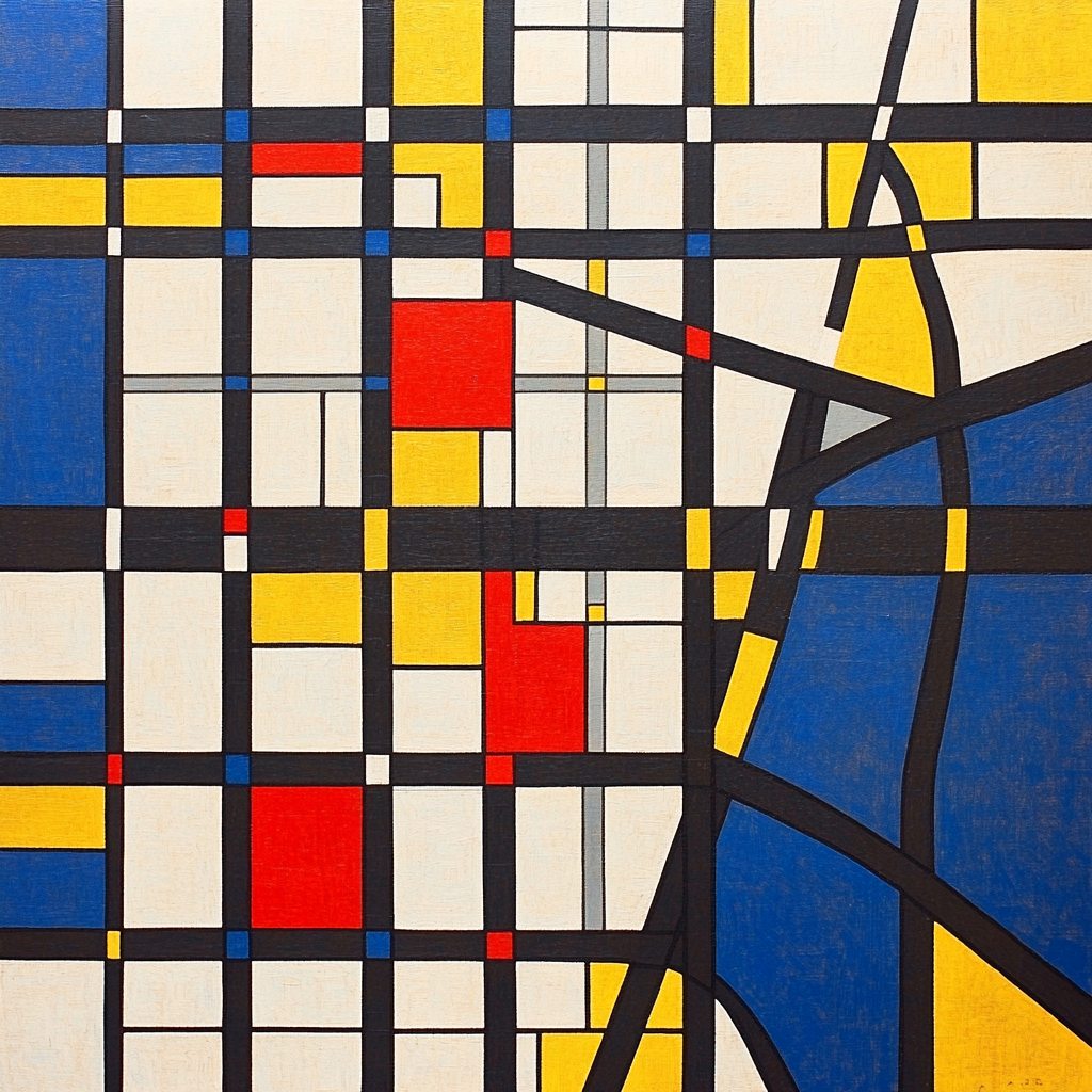 Piet Mondrian Inspired City Map Numbered painting kits