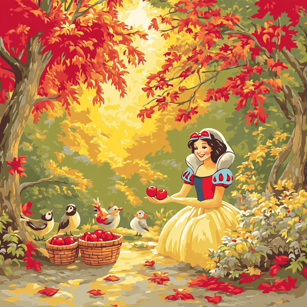 Snow White Apple Picnic paint by color