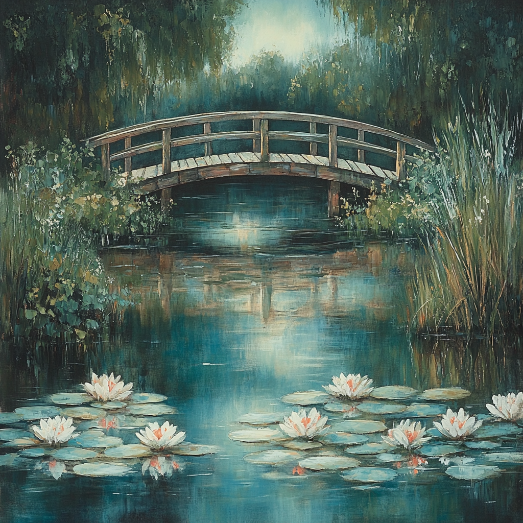 Claude Monet Inspired Japanese Bridge Evening Reflection painting number kit