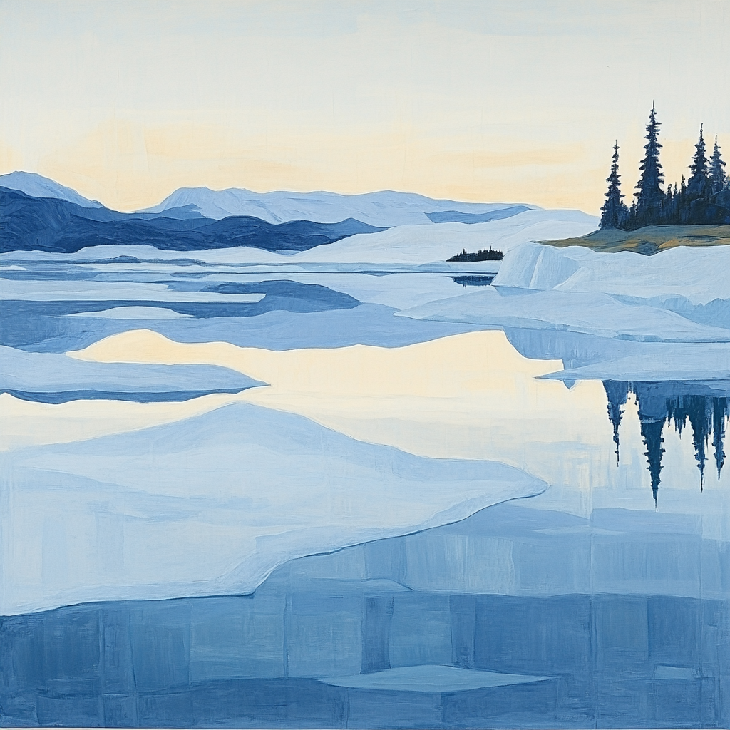 Lawren Harris Inspired Radiant Icefjord paint by color