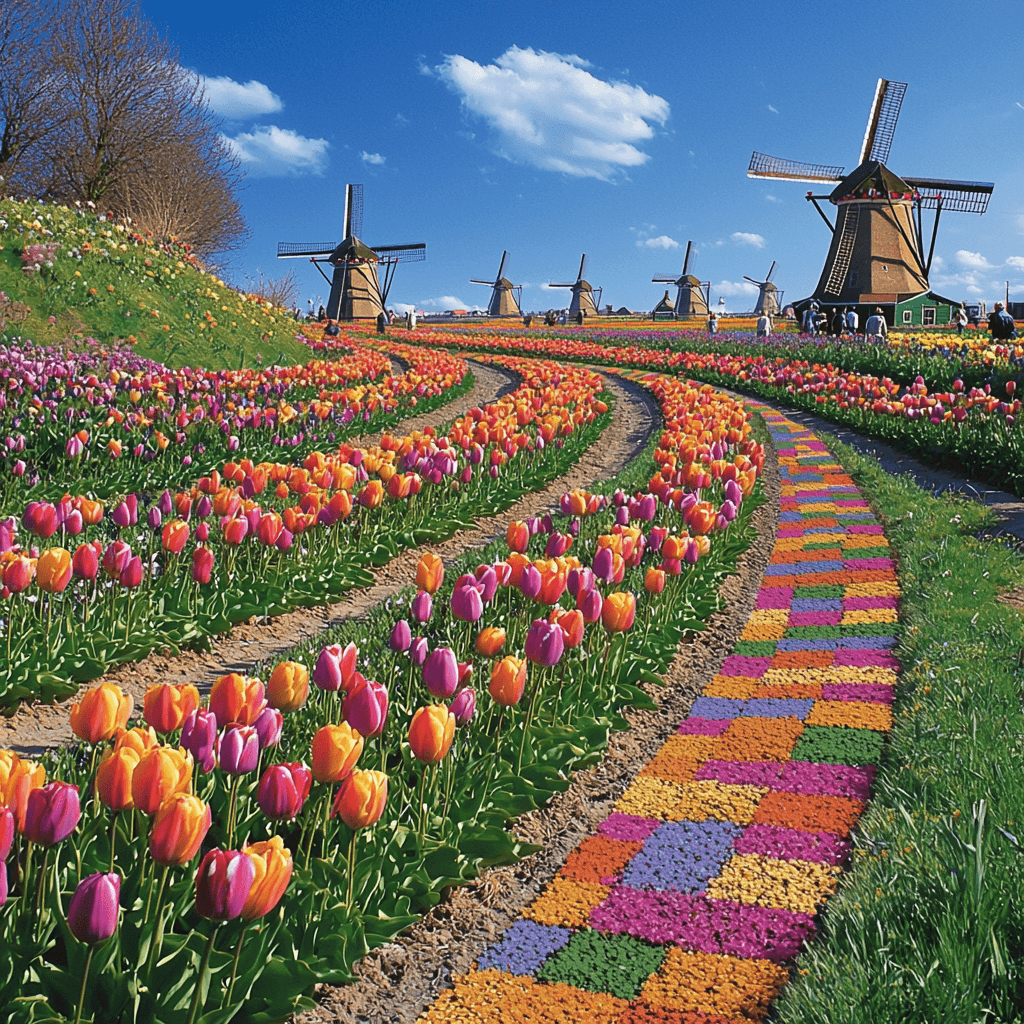 Tulip Fields Of Keukenhof - Netherlands Paint By Numbers Kits