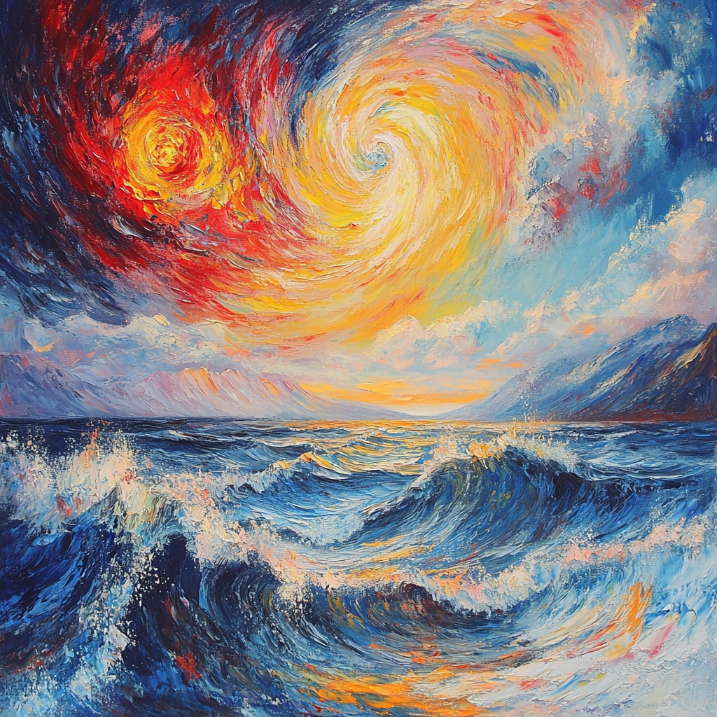 Edvard Munch Inspired Cosmic Tide paint by color