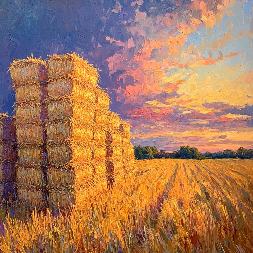 Claude Monet Inspired Haystacks At Golden Dusk painting number kit