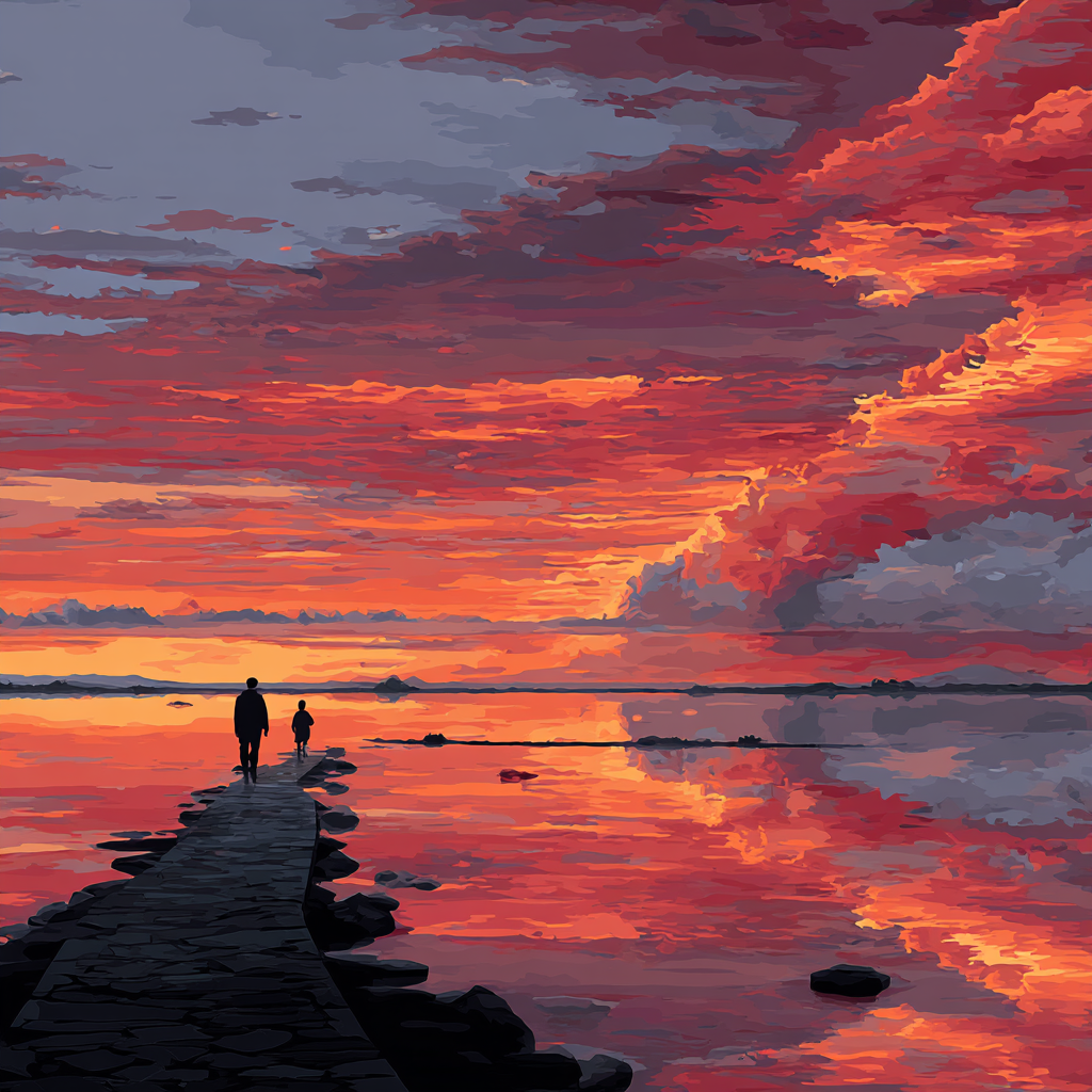 Crimson Evening Walk Painting By Numbers Kit