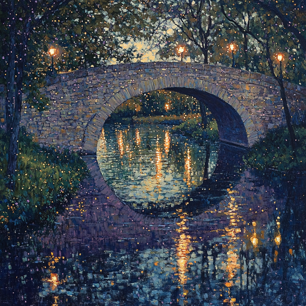Seurat Inspired Evening Bridge painting number kit