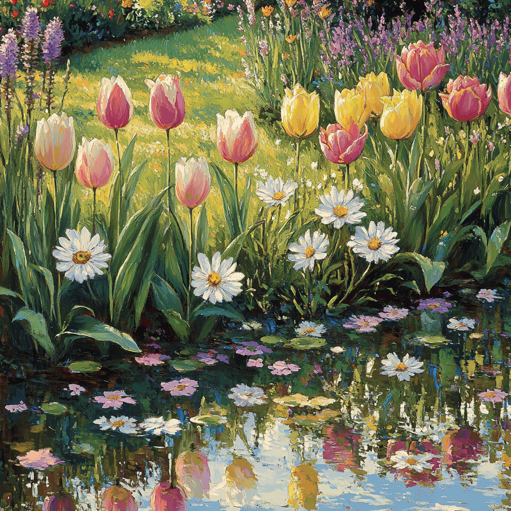 Monet Inspired Tranquil Garden Landscape paint by number
