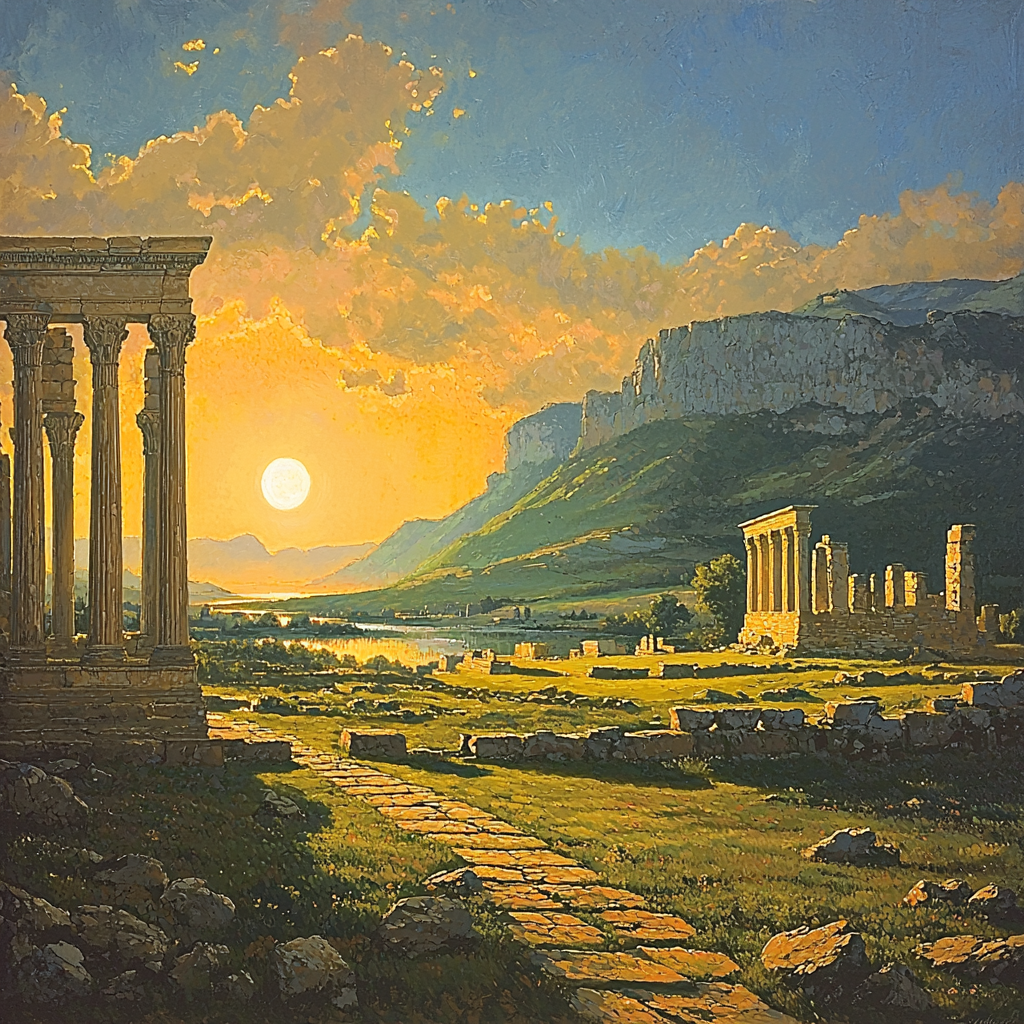 Cole Inspired Ancient Ruins At Dawn DIY Paint By Numbers
