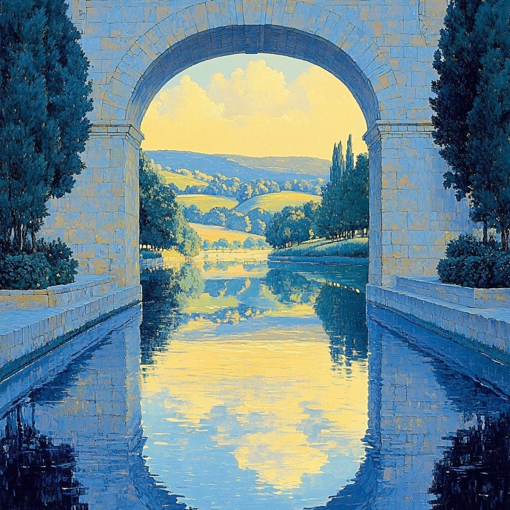 Raphael Inspired Classical Archway Over Gentle River Painting by numbers kit