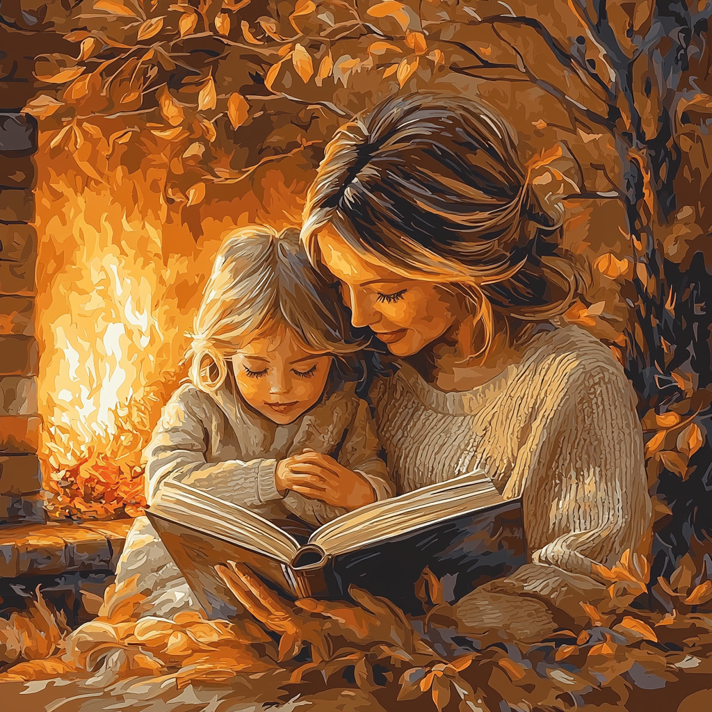 Sharing Stories By The Fire Number Painting