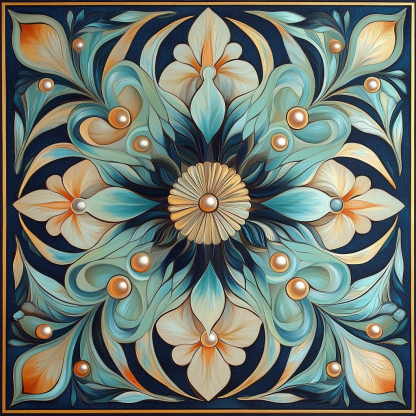 Alphonse Mucha Inspired Oceanic Floral Mandala Painting by numbers kit