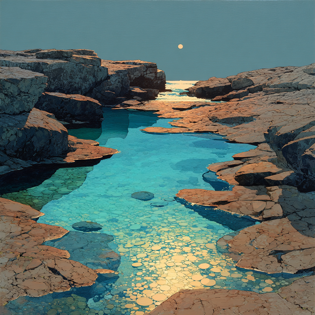 Leonardo Da Vinci Inspired Tidal Moon Pools painting number kit