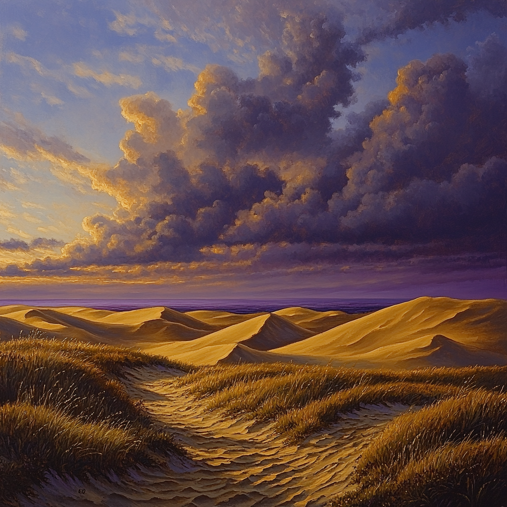 Rembrandt Inspired Twilight Over Windblown Dunes Paint by numbers art