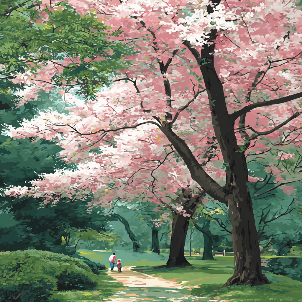 Guidance Under Cherry Blossoms Number Painting