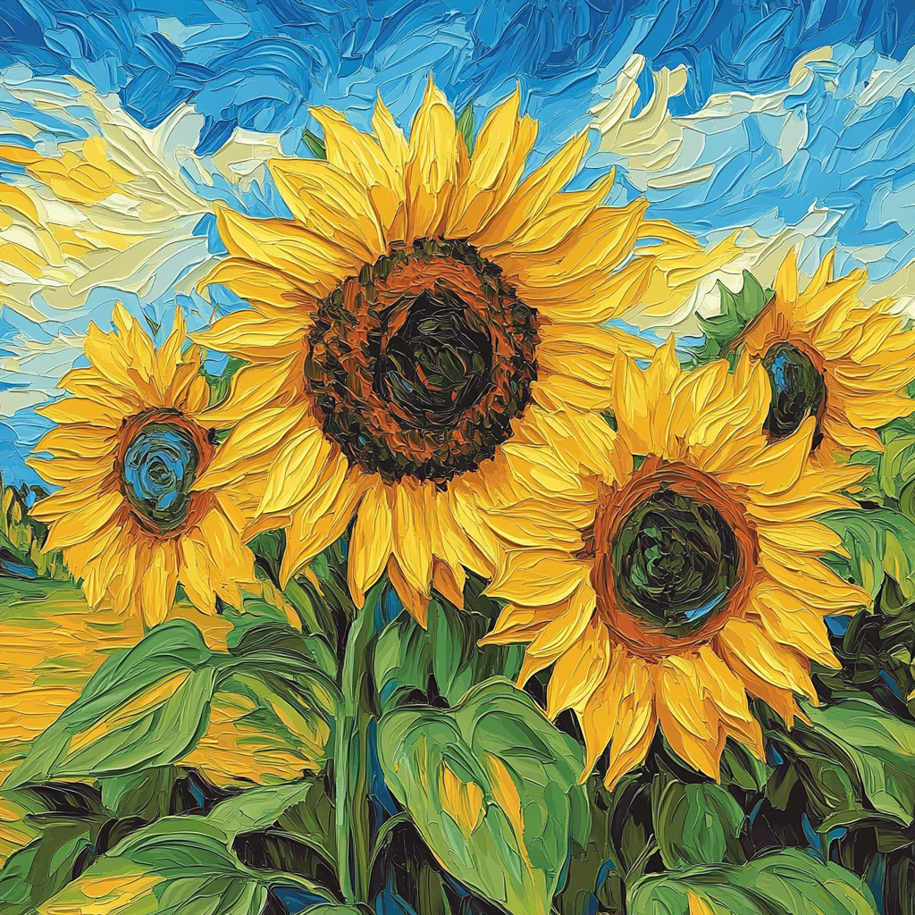 Van Gogh Inspired Sunflowers In A Rustic Garden Paint by numbers kits