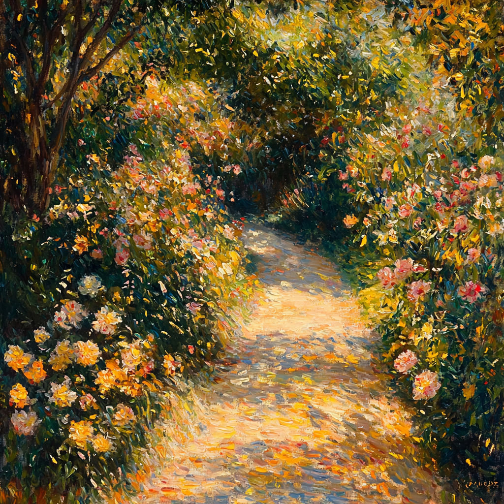 Pierre-Auguste Renoir Inspired Sunlit Garden Path Number Painting