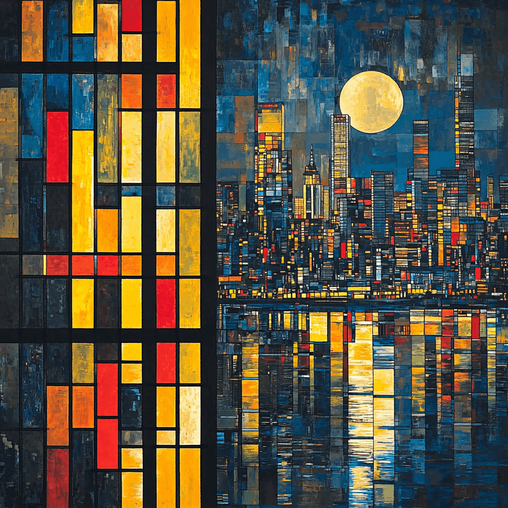 Piet Mondrian Inspired Gleaming City Lights Painting By Numbers Kit
