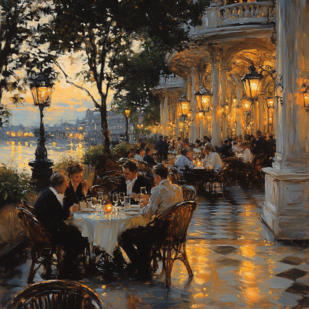John Singer Sargent Inspired Evening Café Scene paint by number