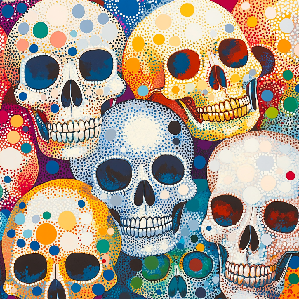 Damien Hirst Inspired Dotted Skulls DIY paint by numbers