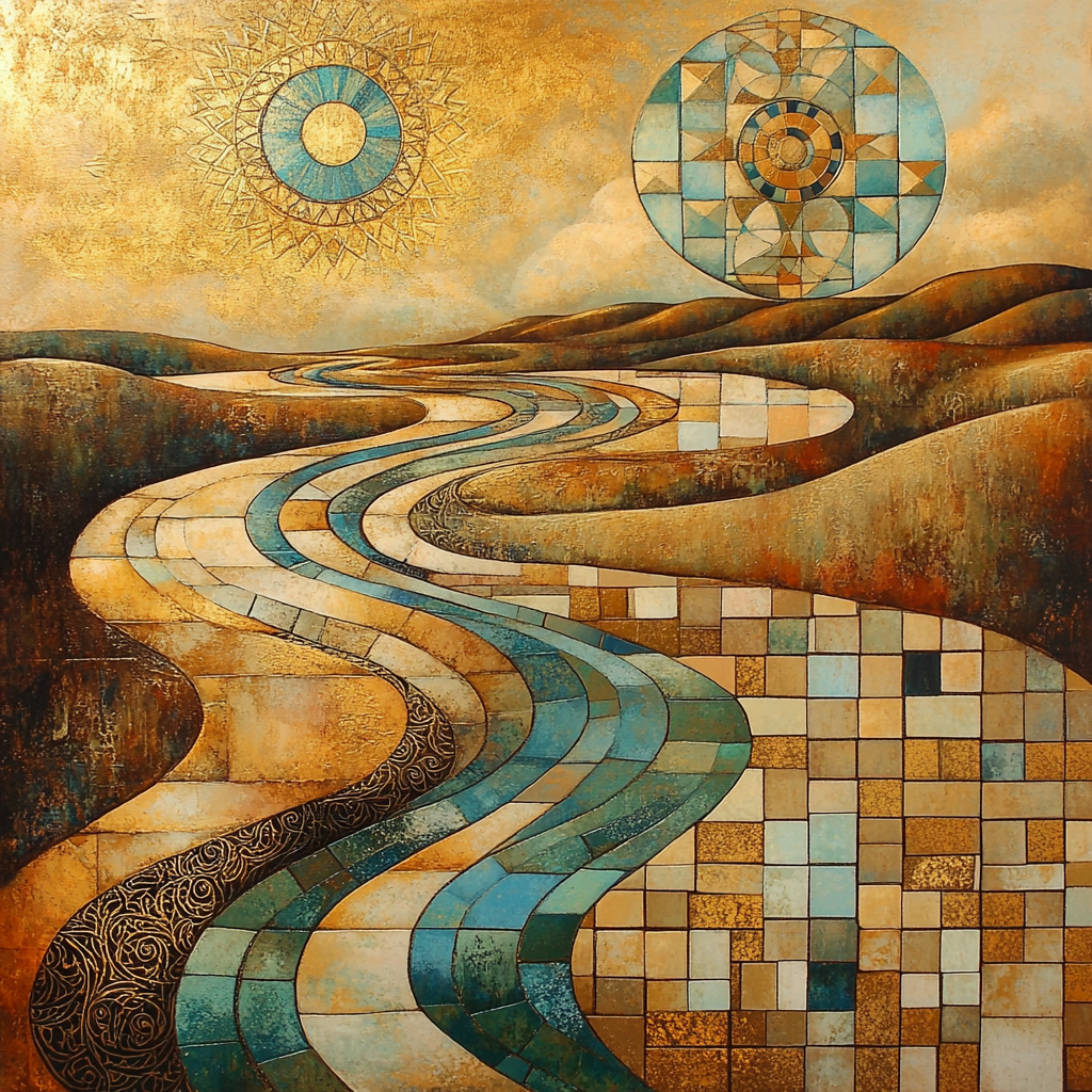 Gustav Klimt Inspired River Of Time paint by color