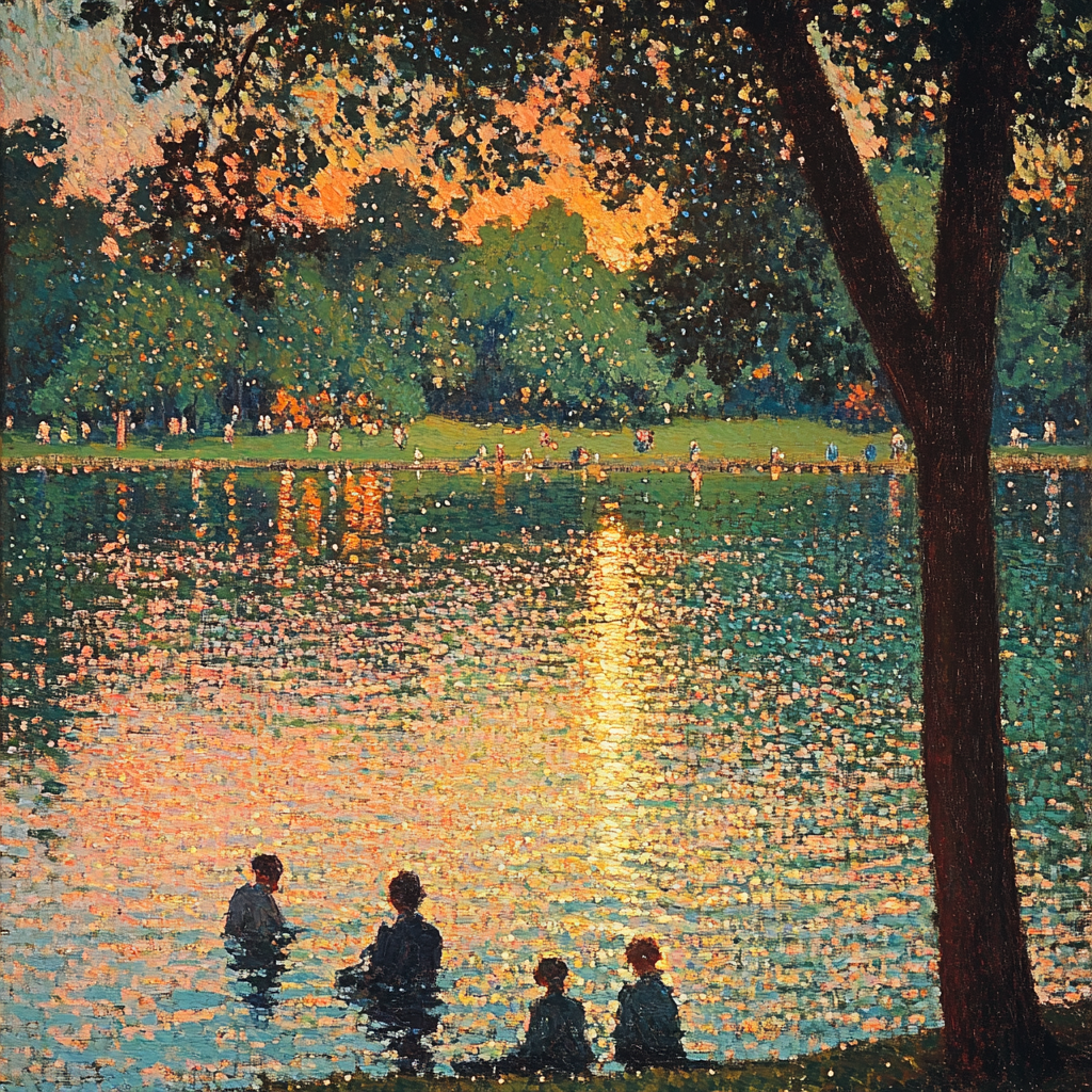 Seurat Inspired Sunday Afternoon By The Lake paint by number